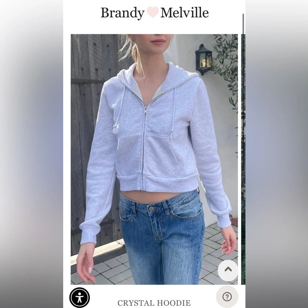 brandy melville crystal zip up hoodie - Picture 3 of 5